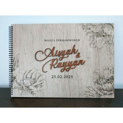 Guest Book A3 Wood Engrave